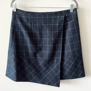 NWOT Whistles Wrap Mini Skirt Navy Blue Windowpane Plaid H